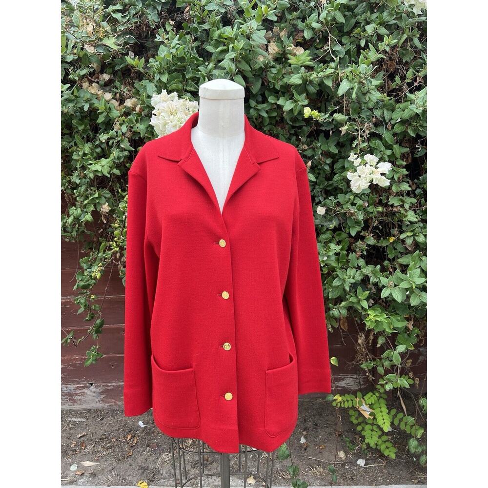 Maus & Hoffman Red Cardigan Sweater Size‎ Medium Wool Gold Buttons